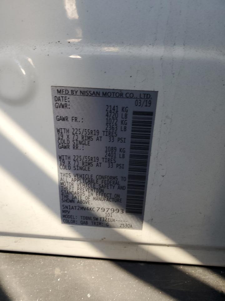 2019 Nissan Rogue VIN 5N1AT2MV4KC797993 Copart auction photo, front end damage thumbnail 15