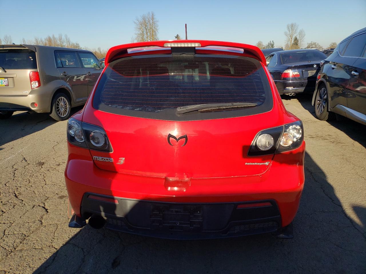 2008 Mazda 3 VIN JM1BK34M881856959 Copart auction photo, side / undercarriage damage thumbnail 6