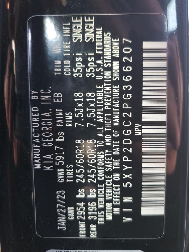 2023 KIA Telluride VIN 5XYP2DGC2PG366207 Copart auction photo, front end / minor dent/scratches damage thumbnail 15
