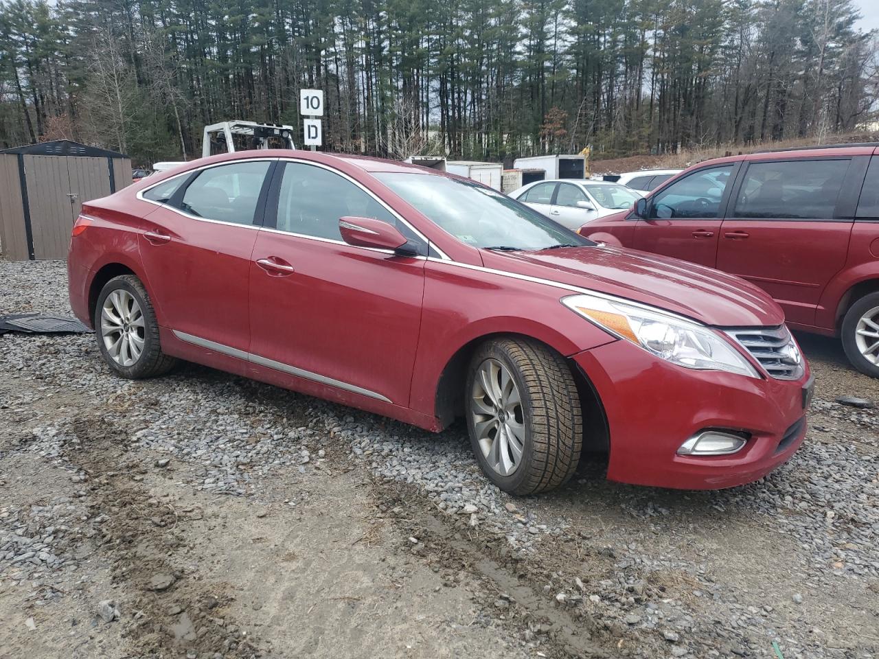 2013 Hyundai Azera VIN KMHFG4JG1DA227394 Copart auction photo, front end / side damage thumbnail 4