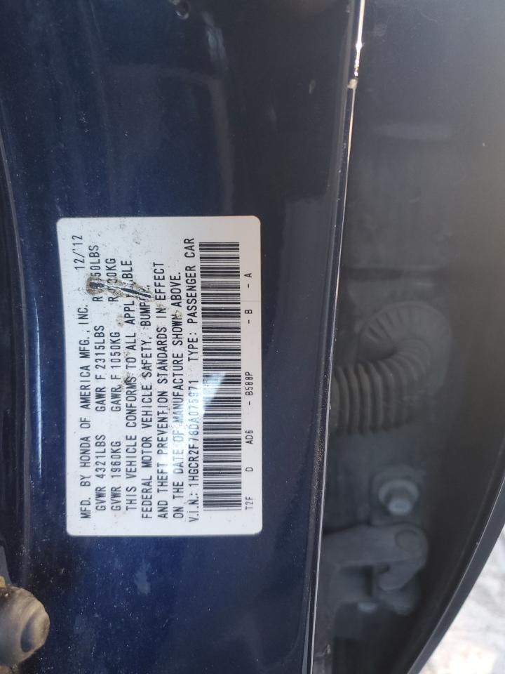 2013 Honda Accord VIN 1HGCR2F78DA075971 Copart auction photo, front end / rear end damage thumbnail 12