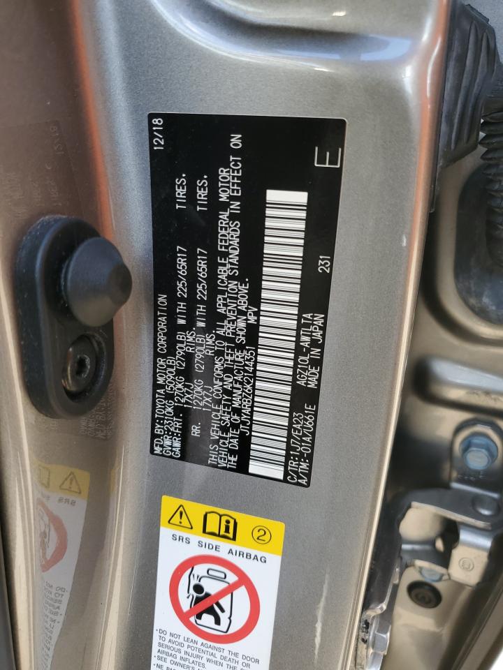 2019 Lexus NX VIN JTJYARBZ6K2144351 Copart auction photo, front end damage thumbnail 14