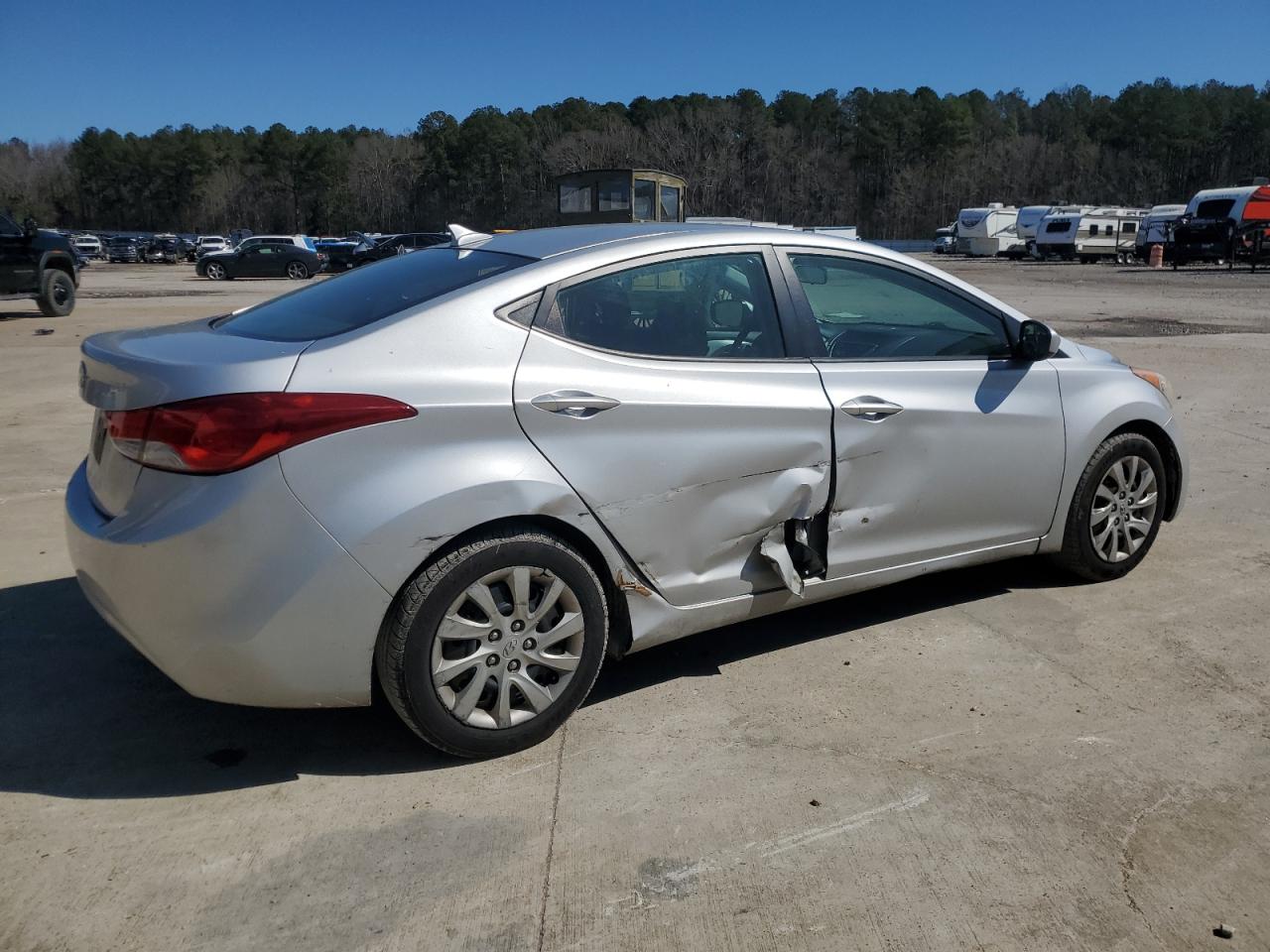 2012 Hyundai Elantra VIN KMHDH4AEXCU413970 Copart auction photo, side damage thumbnail 3