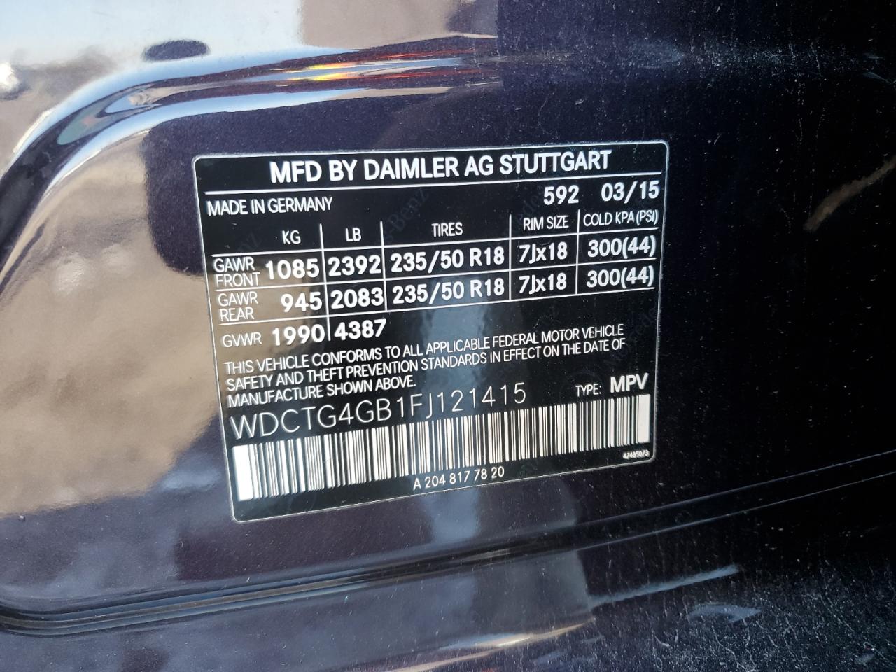 2015 Mercedes-Benz GLA-klasse VIN WDCTG4GB1FJ121415 Copart auction photo, front end / undercarriage damage thumbnail 12