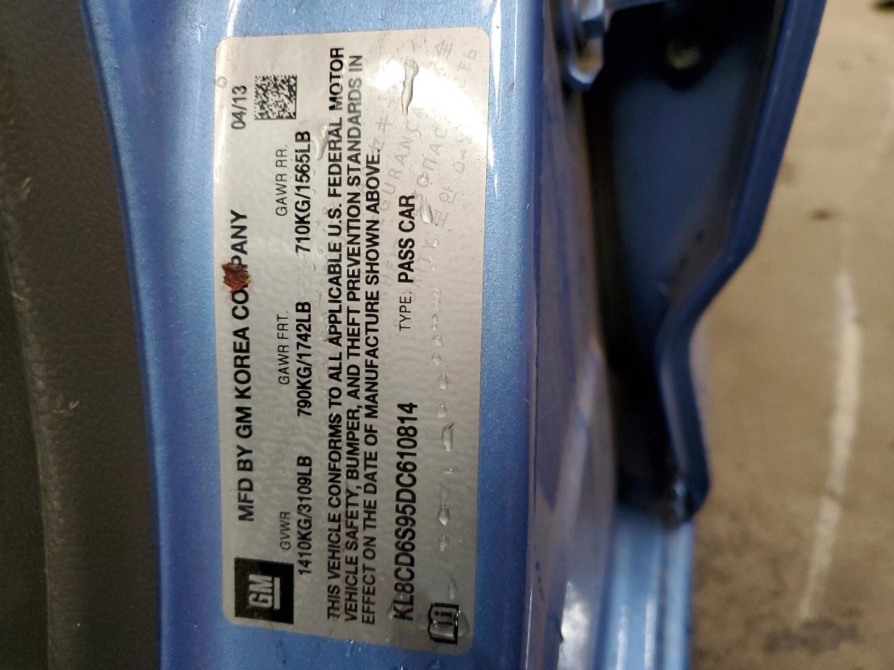 2013 Chevrolet Spark VIN KL8CD6S95DC610814 Copart auction photo, rear end / front end damage thumbnail 15