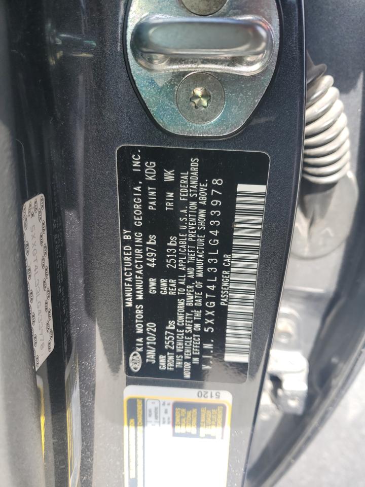 2020 KIA Optima VIN 5XXGT4L33LG433978 Copart auction photo, front end damage thumbnail 12