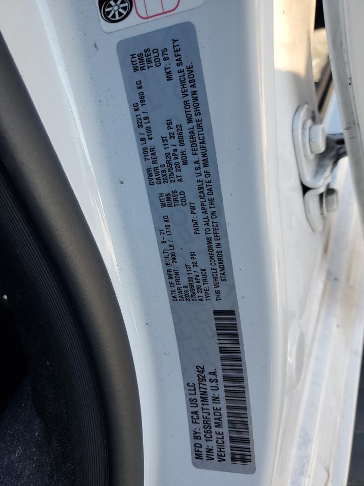 2021 RAM 1500 VIN 1C6SRFJT1MN779242 Copart auction photo, front end damage thumbnail 12