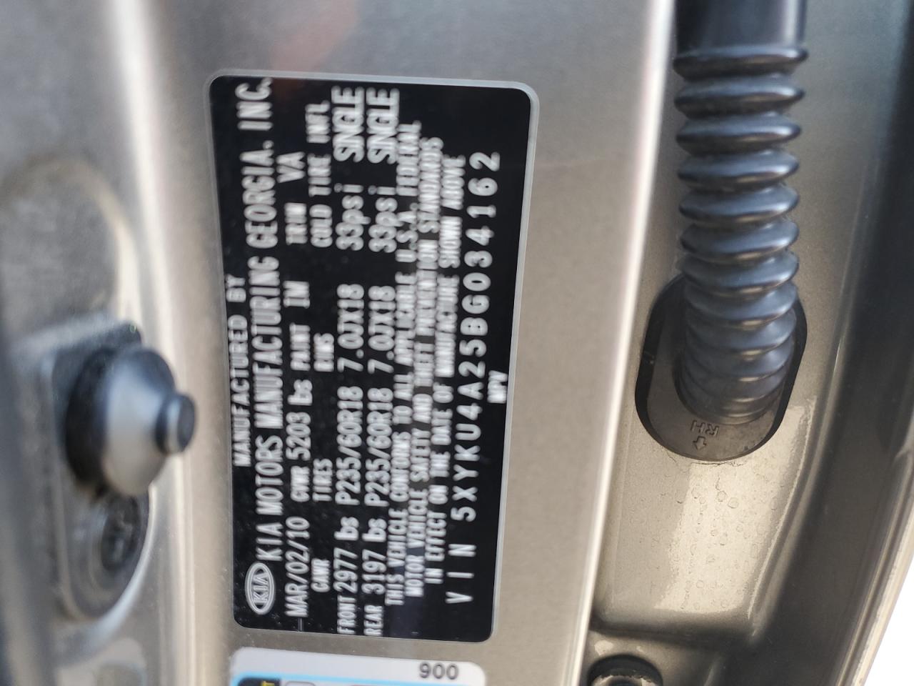 2011 KIA Sorento VIN 5XYKU4A25BG034162 Copart auction photo, front end damage thumbnail 13