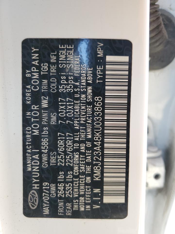 2019 Hyundai Tucson VIN KM8J23A48KU033868 Copart auction photo, mechanical damage thumbnail 13