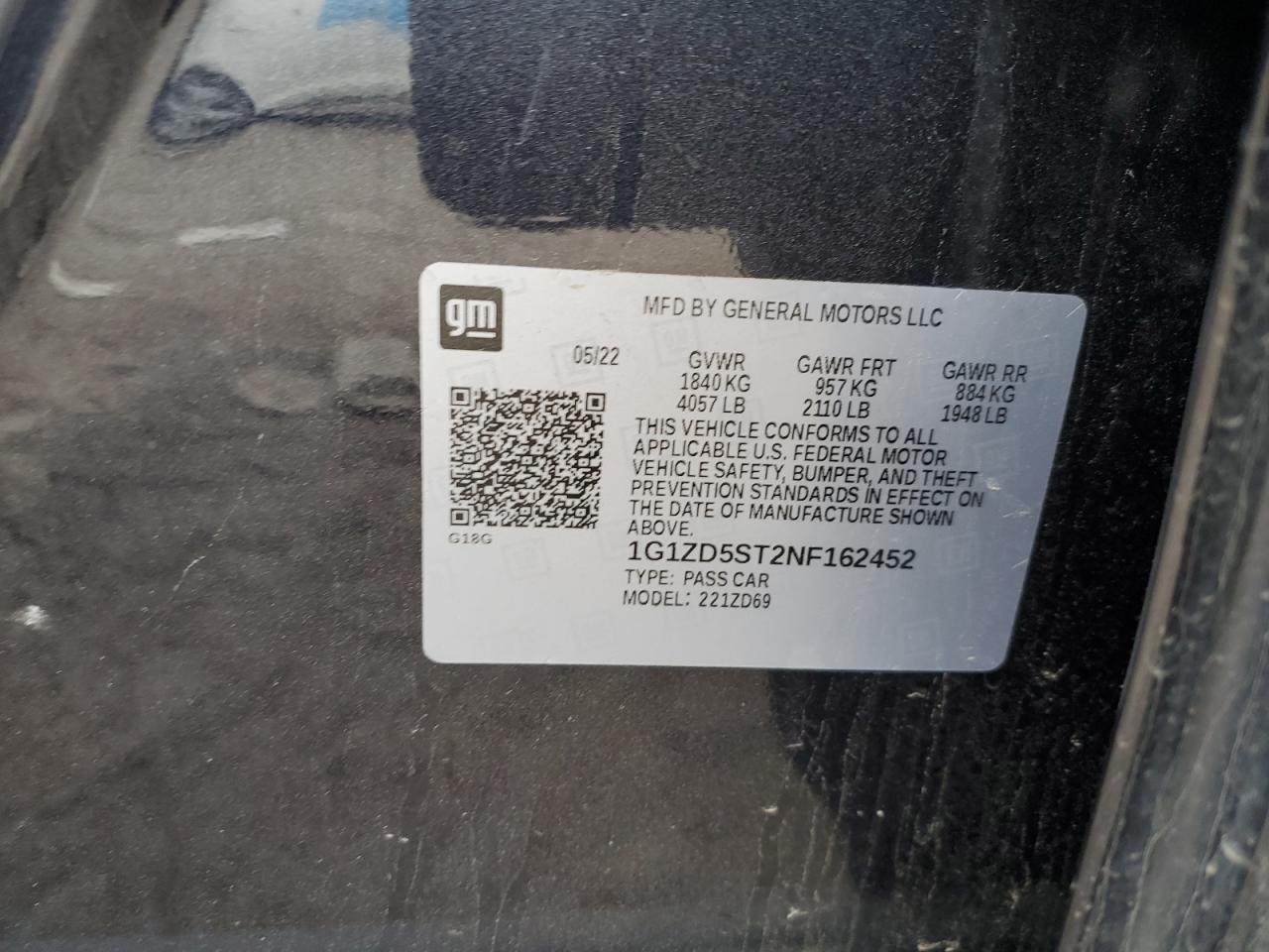 2022 Chevrolet Malibu VIN 1G1ZD5ST2NF162452 Copart auction photo, rear end / undercarriage damage thumbnail 13