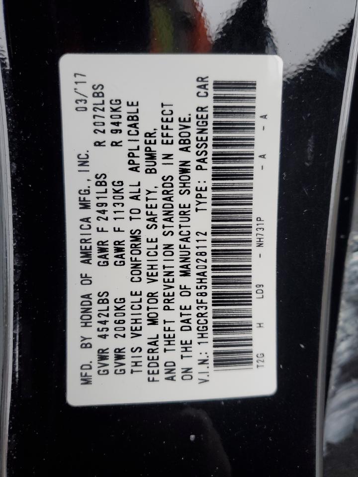 2017 Honda Accord VIN 1HGCR3F85HA028112 Copart auction photo, side / stripped damage thumbnail 14