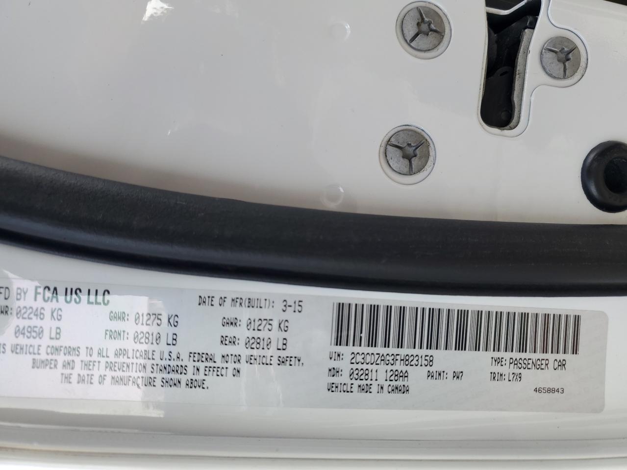 2015 Dodge Challenger VIN 2C3CDZAG3FH823158 Copart auction photo, front end damage thumbnail 13