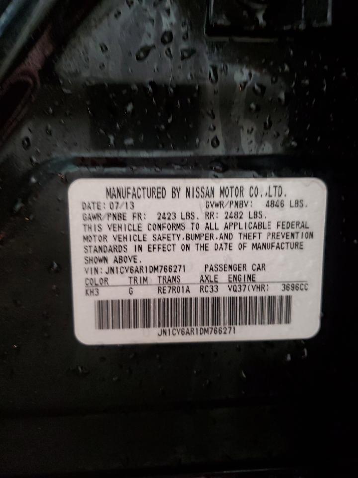 2013 Infiniti G VIN JN1CV6AR1DM766271 Copart auction photo, front end damage thumbnail 13