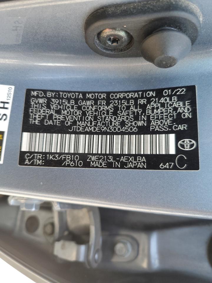 2022 Toyota Corolla VIN JTDEAMDE9N3004506 Copart auction photo, all over damage thumbnail 15