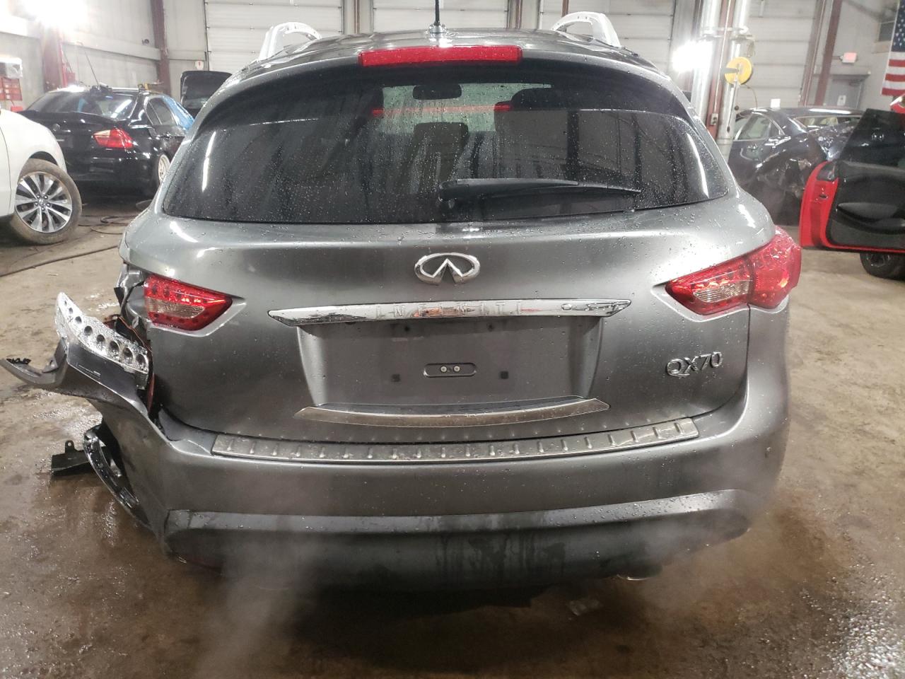 2014 Infiniti QX70 VIN JN8CS1MW9EM410120 Copart auction photo, undercarriage / rear end damage thumbnail 6
