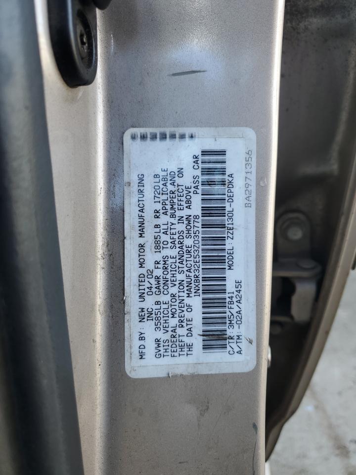 2003 Toyota Corolla VIN 1NXBR32E53Z035778 Copart auction photo, rear end damage thumbnail 12