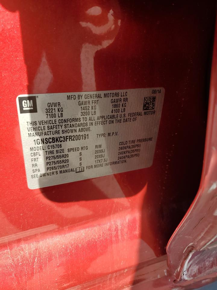 2015 Chevrolet Tahoe VIN 1GNSCBKC3FR200191 Copart auction photo, side damage thumbnail 14