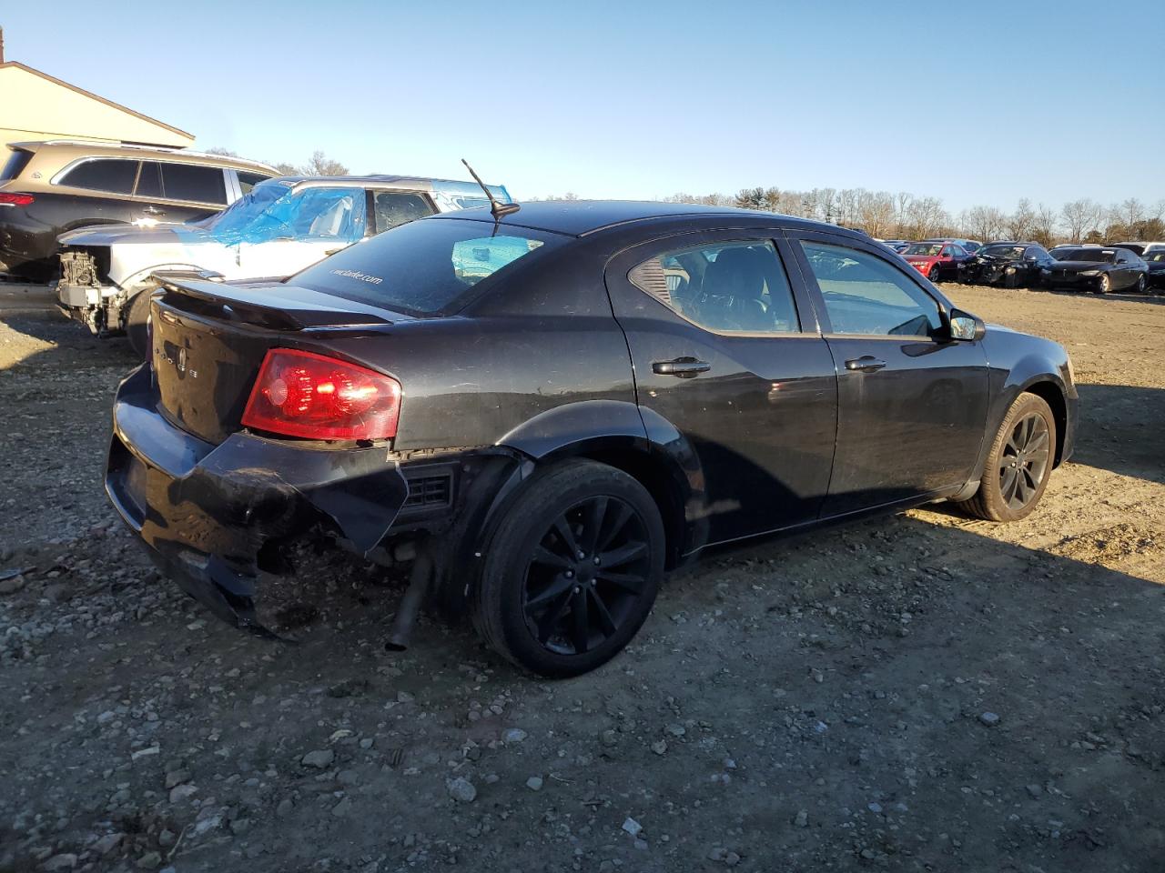 2014 Dodge Avenger VIN 1C3CDZAB0EN140084 Copart auction photo, side / rear end damage thumbnail 3