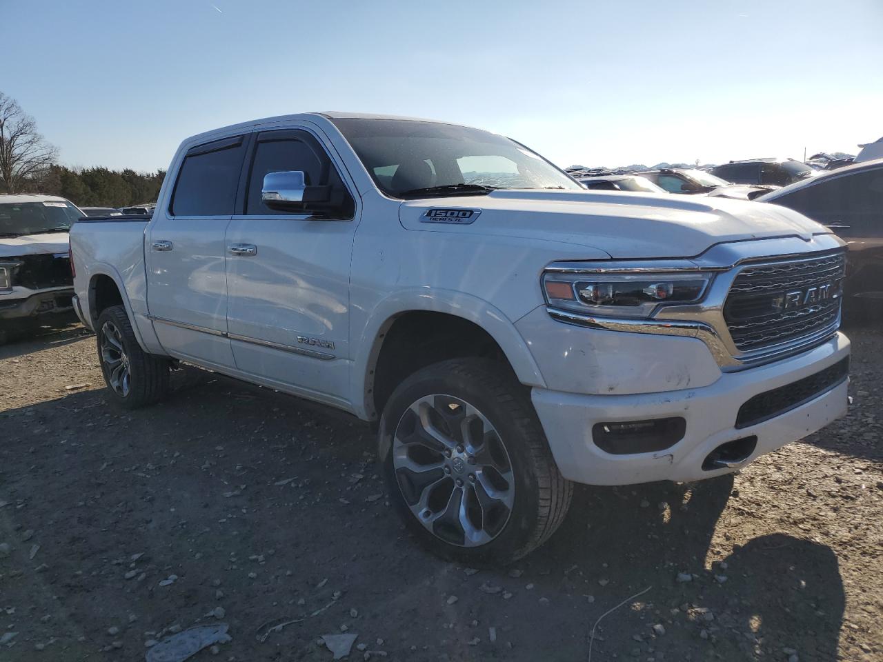 2019 RAM 1500 VIN 1C6RREHT1KN596385 Copart auction photo, front end / side damage thumbnail 4