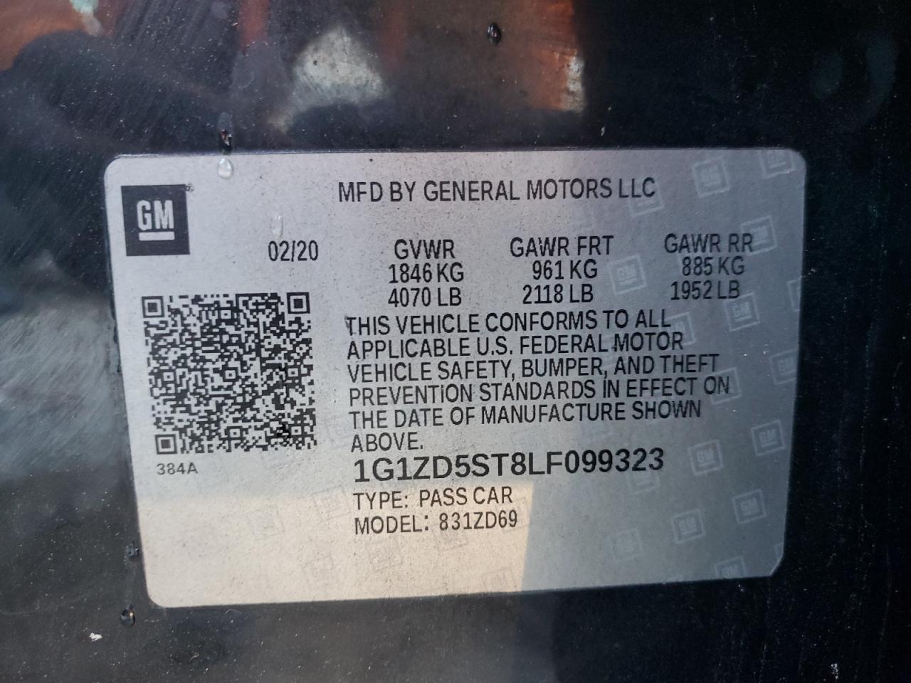 2020 Chevrolet Malibu VIN 1G1ZD5ST8LF099323 Copart auction photo, all over damage thumbnail 12