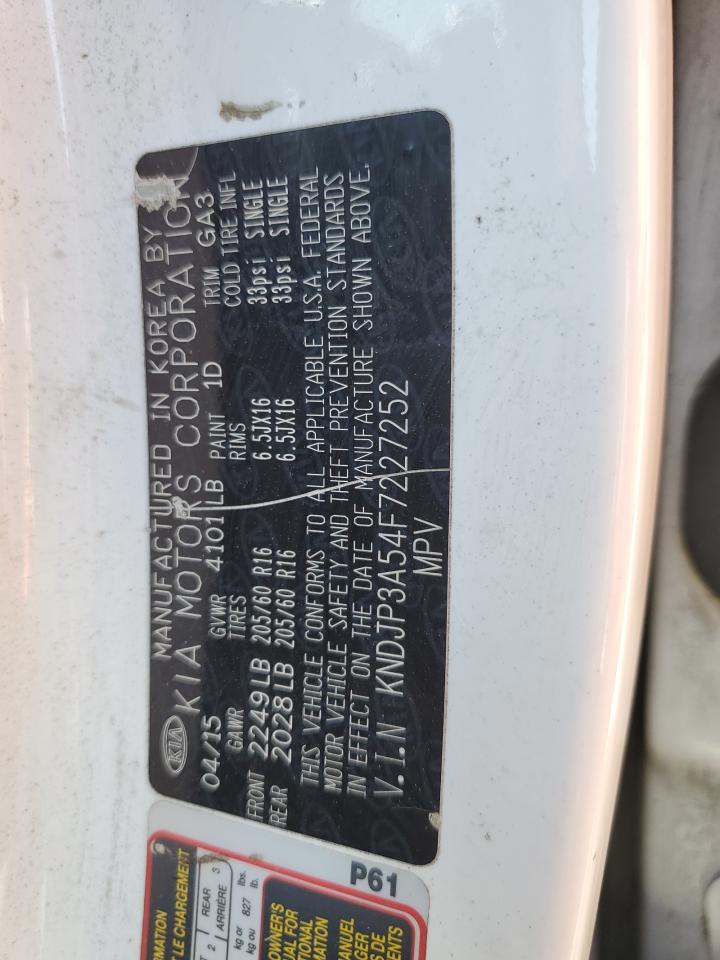 2015 KIA Soul VIN KNDJP3A54F7227252 Copart auction photo, front end / minor dent/scratches damage thumbnail 14