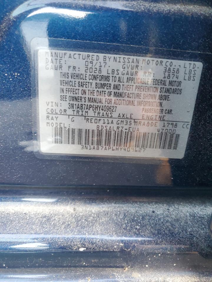 2017 Nissan Sentra VIN 3N1AB7AP6HY409627 Copart auction photo, front end / minor dent/scratches damage thumbnail 12