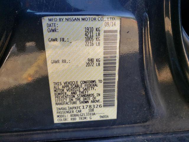 2015 Nissan Altima VIN 1N4AL3APXFC178326 Copart auction photo, front end / rear end damage thumbnail 12