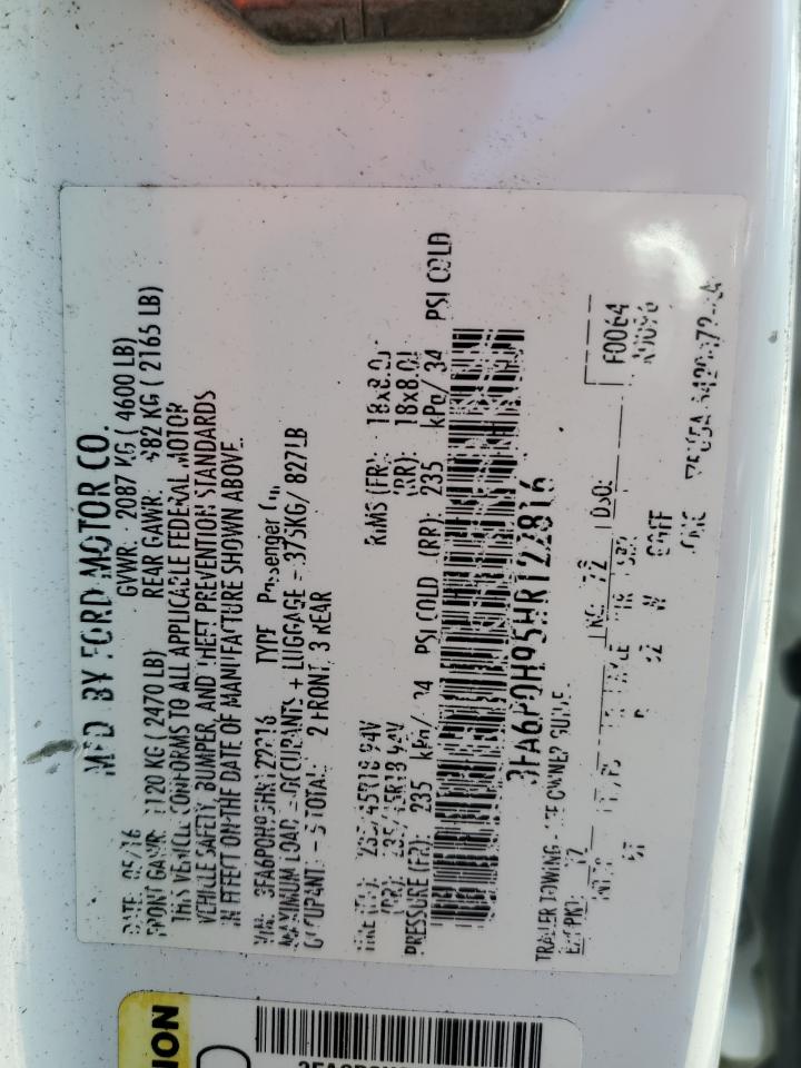 2017 Ford Fusion VIN 3FA6P0H95HR122816 Copart auction photo, rear end damage thumbnail 12