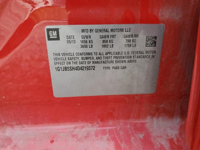 2013 Chevrolet Sonic VIN 1G1JB5SH4D4219372 Copart auction photo, rear end damage thumbnail 12