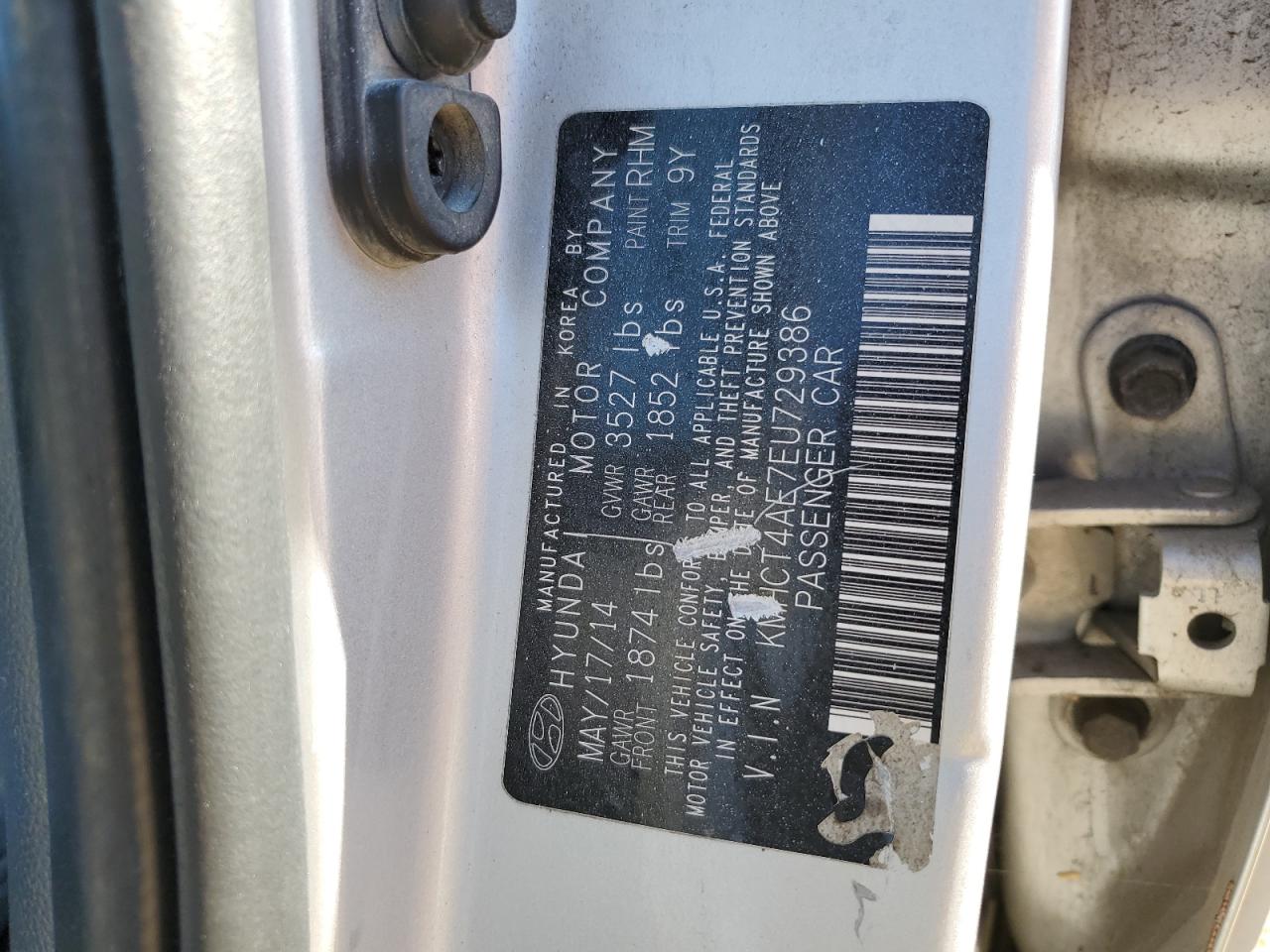 2014 Hyundai Accent VIN KMHCT4AE7EU729386 Copart auction photo, rear end / front end damage thumbnail 14