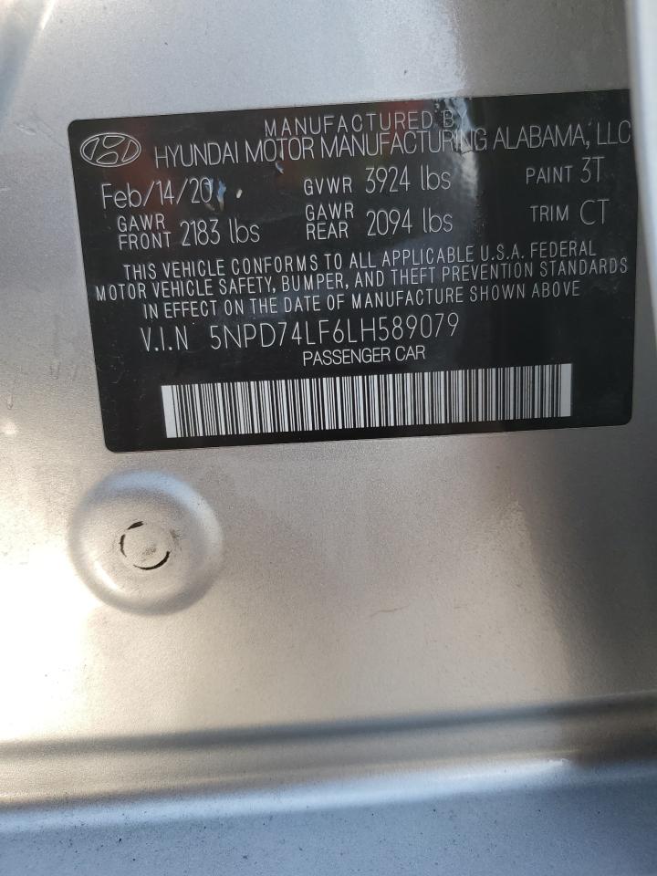 2020 Hyundai Elantra VIN 5NPD74LF6LH589079 Copart auction photo, rear end / minor dent/scratches damage thumbnail 9