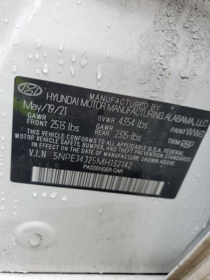 2021 Hyundai Sonata VIN 5NPEJ4J25MH132142 Copart auction photo, rear end damage thumbnail 12