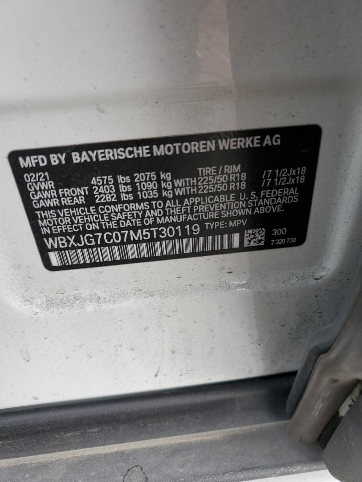 2021 BMW X1 VIN WBXJG7C07M5T30119 Copart auction photo, front end / side damage thumbnail 15