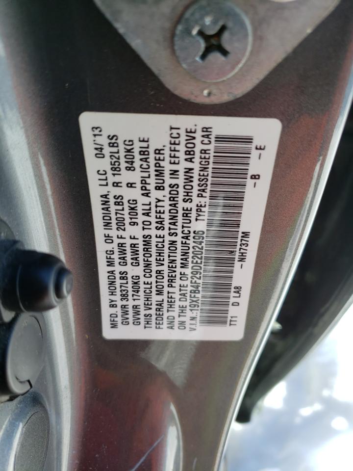 2013 Honda Civic VIN 19XFB4F29DE202496 Copart auction photo, side / minor dent/scratches damage thumbnail 12