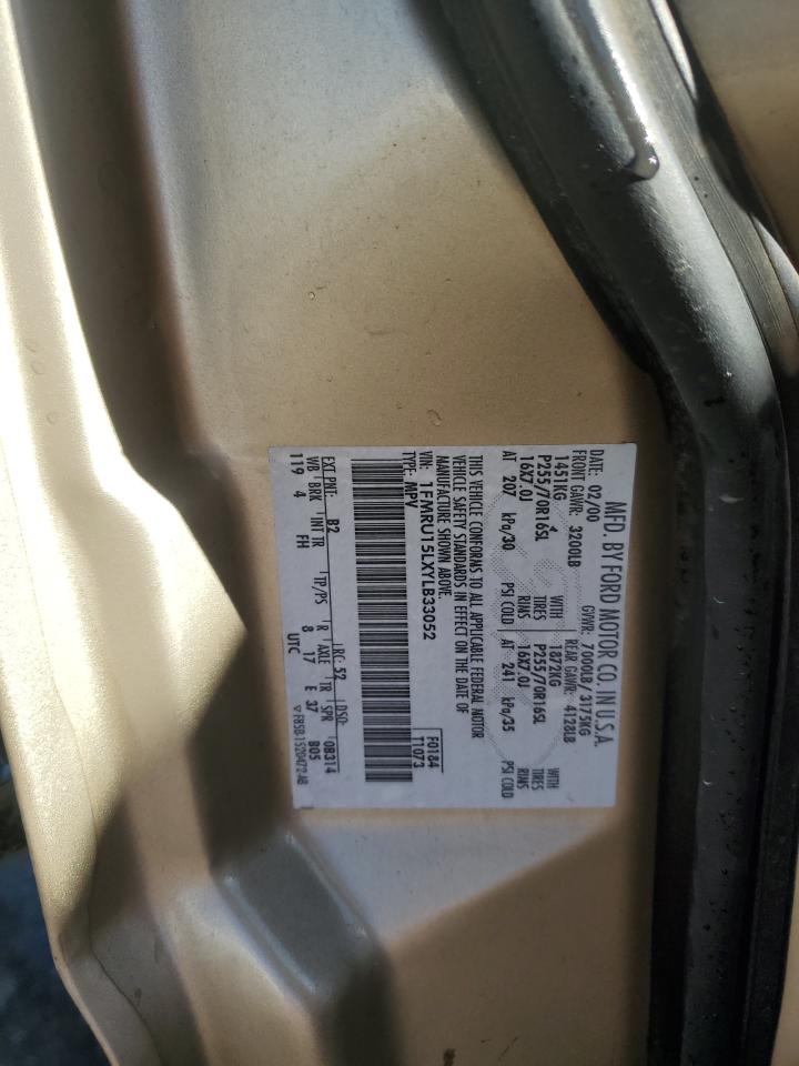 2000 Ford Expedition VIN 1FMRU15LXYLB33052 Copart auction photo, front end damage thumbnail 13