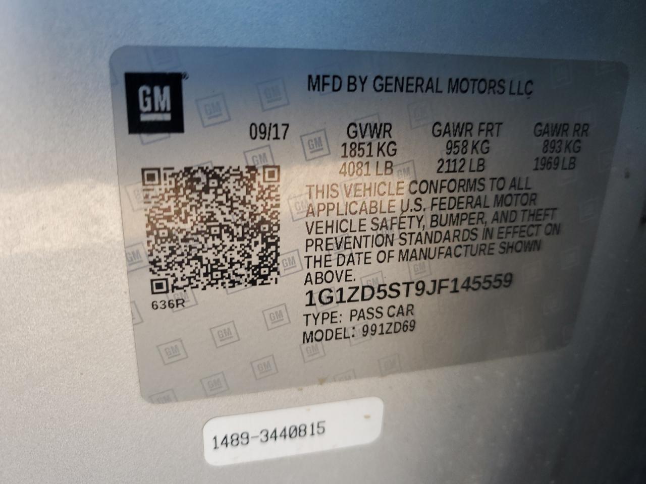 2018 Chevrolet Malibu VIN 1G1ZD5ST9JF145559 Copart auction photo, front end damage thumbnail 14