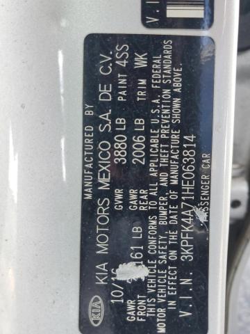 2017 KIA Forte VIN 3KPFK4A71HE063814 Copart auction photo, front end damage thumbnail 12
