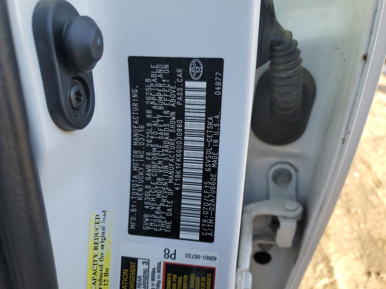 2016 Toyota Camry VIN 4T1BK1FK6GU030880 Copart auction photo, front end / rear end damage thumbnail 14