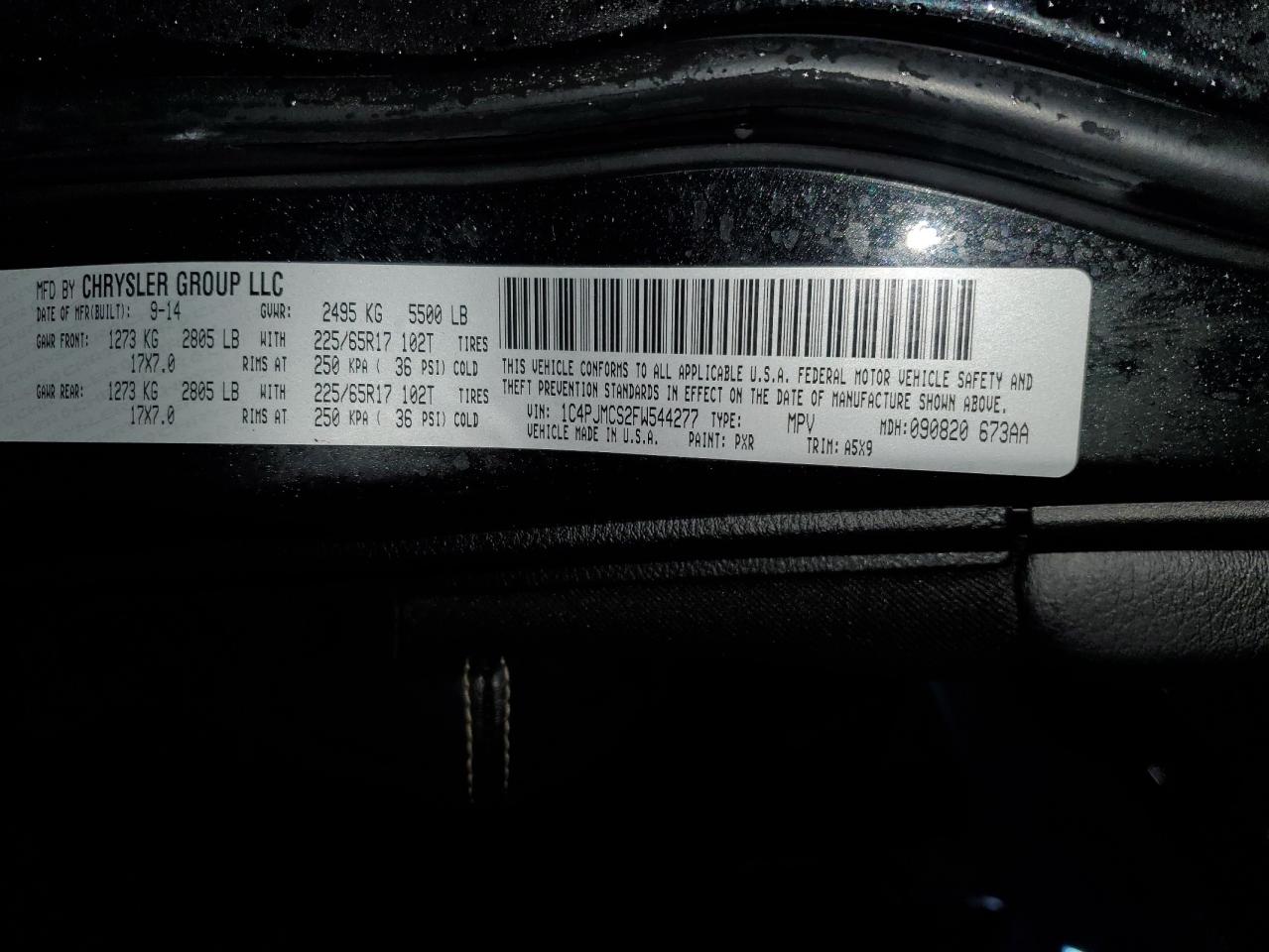 2015 Jeep Grand Cherokee VIN 1C4PJMCS2FW544277 Copart auction photo, side damage thumbnail 13