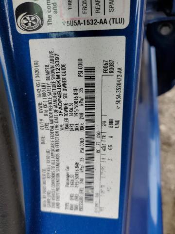 2019 Ford Fiesta VIN 3FADP4BJ8KM123397 Copart auction photo, minor dent/scratches damage thumbnail 12