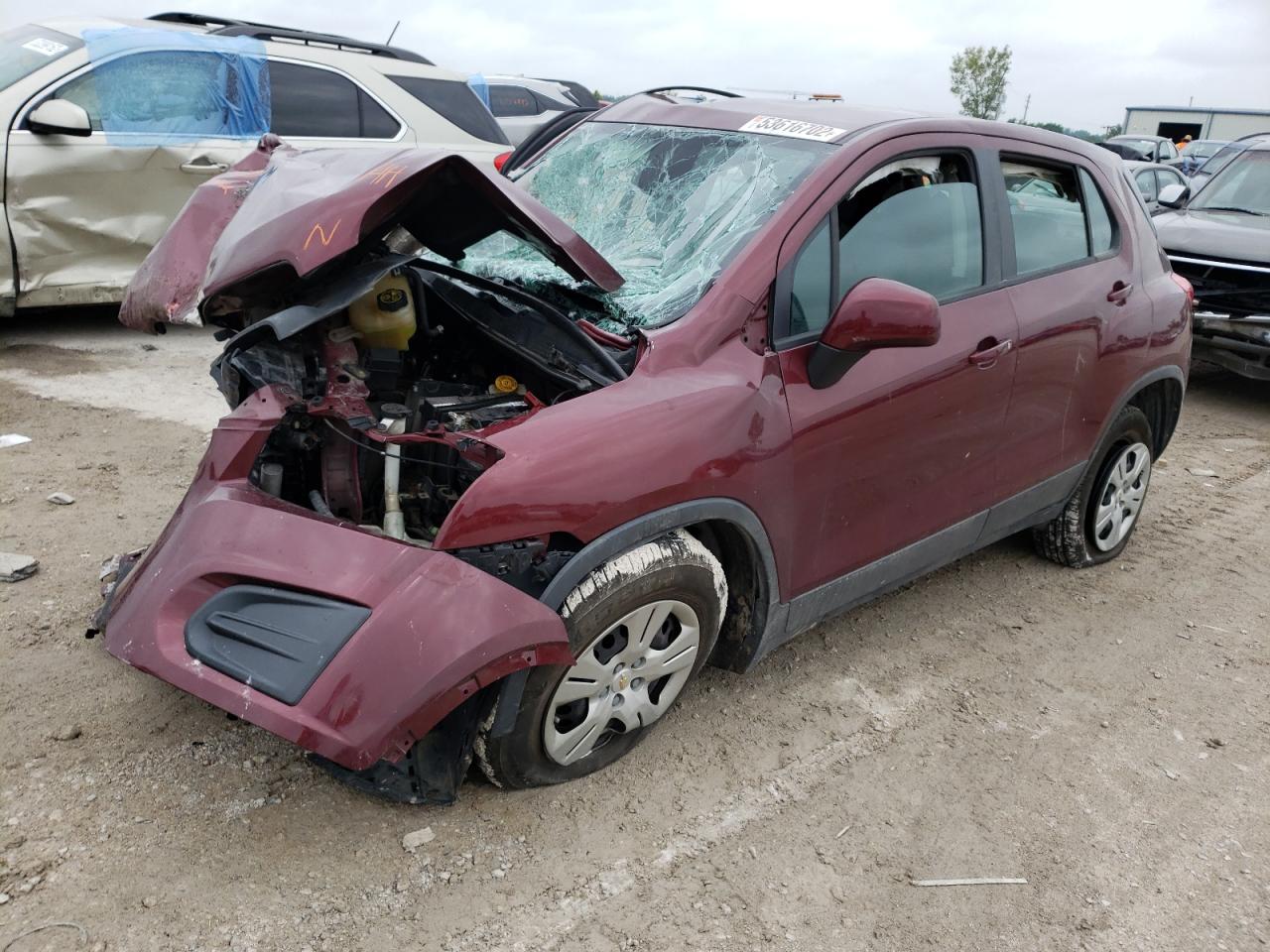 2016 Chevrolet Trax VIN 3GNCJKSB1GL125162 Copart auction photo, all over damage thumbnail 2