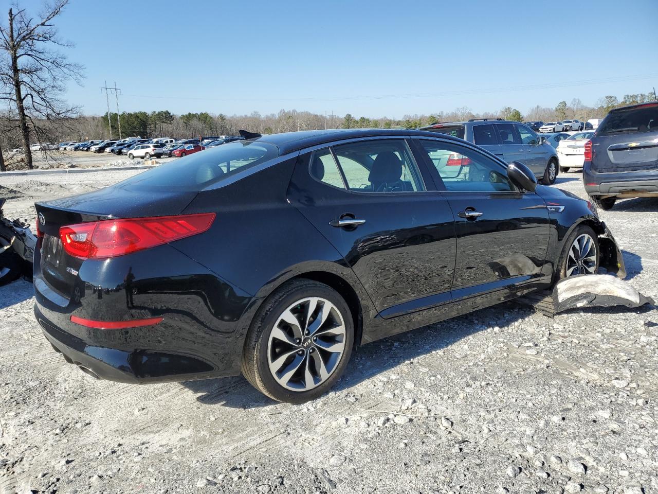 2015 KIA Optima VIN 5XXGR4A63FG469198 Copart auction photo, front end / side damage thumbnail 3