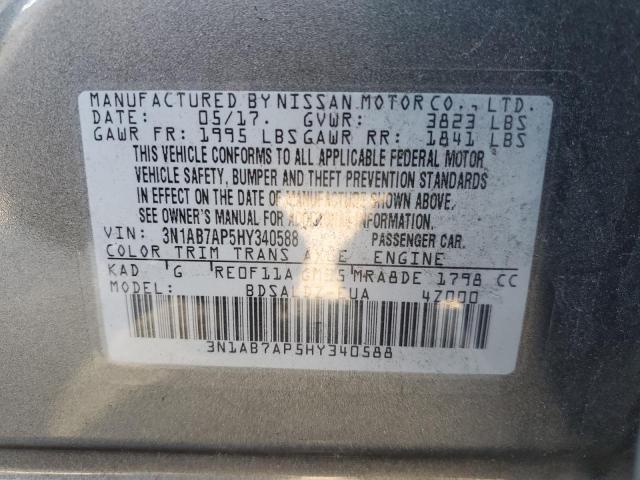 2017 Nissan Sentra VIN 3N1AB7AP5HY340588 Copart auction photo, front end damage thumbnail 12