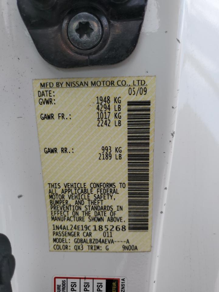 2009 Nissan Altima VIN 1N4AL24E19C185268 Copart auction photo, rear end damage thumbnail 12