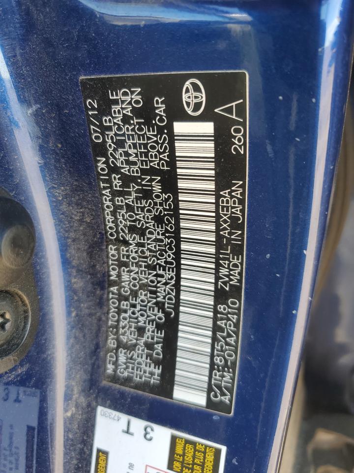 2012 Toyota Prius VIN JTDZN3EU9C3162153 Copart auction photo, front end damage thumbnail 12
