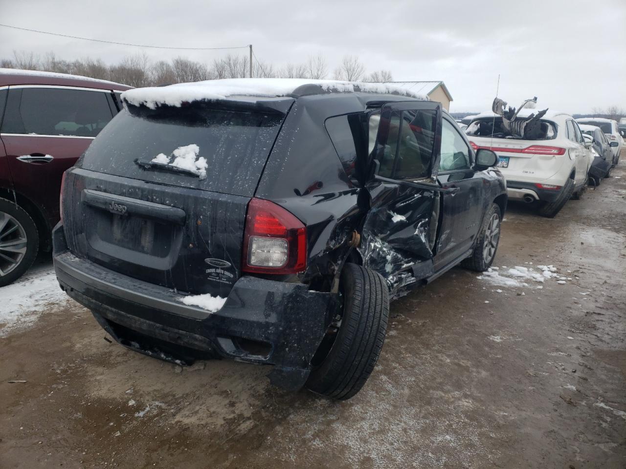 2016 Jeep Compass VIN 1C4NJCBA0GD700906 Copart auction photo, front end / side damage thumbnail 3