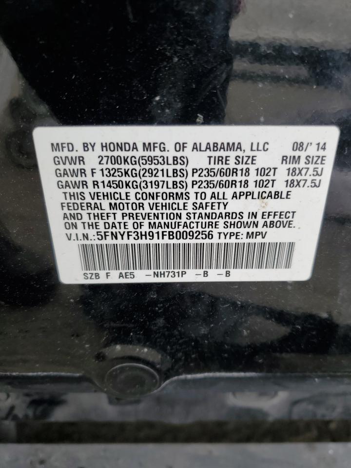 2015 Honda Pilot VIN 5FNYF3H91FB009256 Copart auction photo, vandalism / stripped damage thumbnail 14