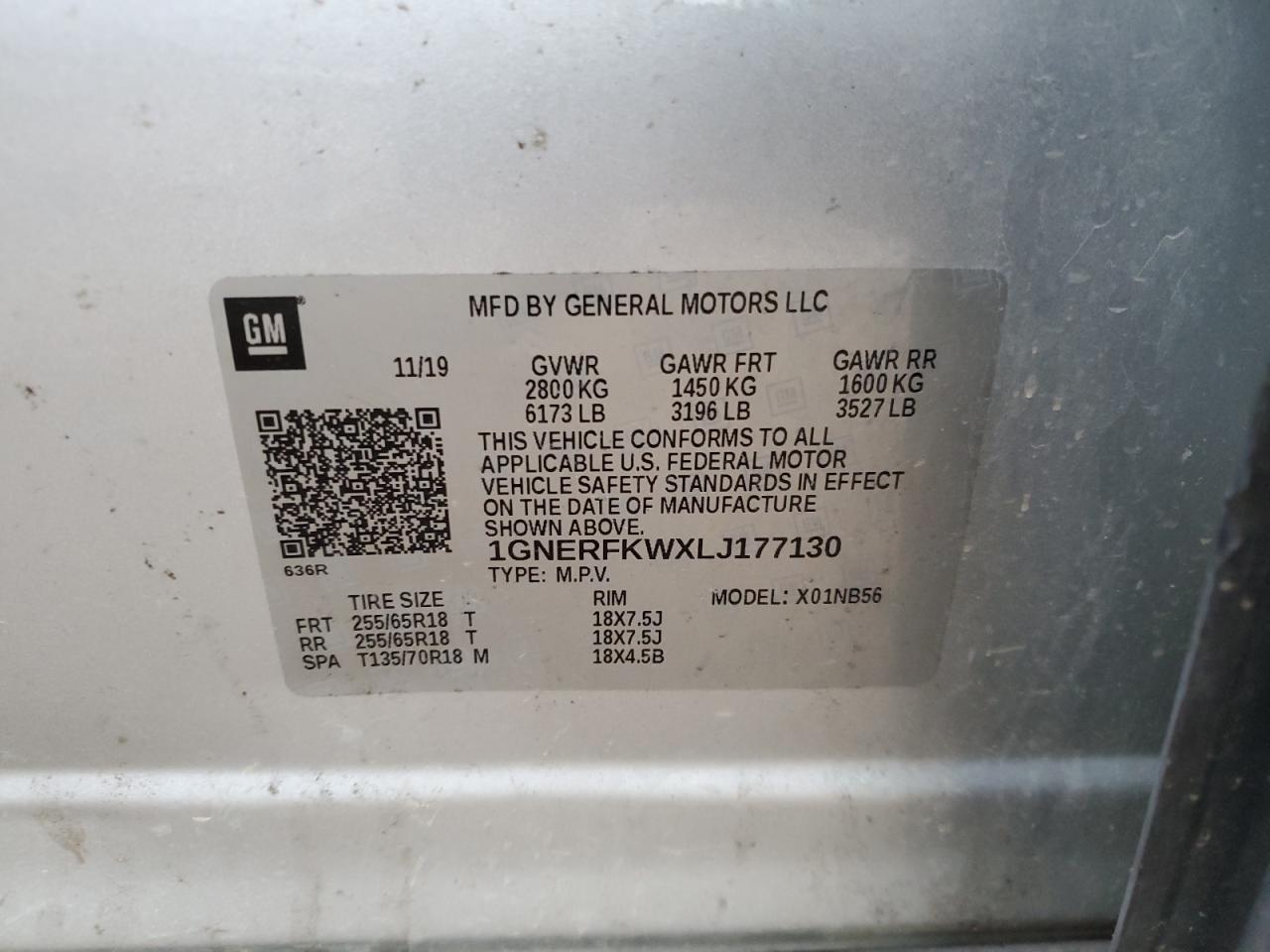 2020 Chevrolet Traverse VIN 1GNERFKWXLJ177130 Copart auction photo, side damage thumbnail 13