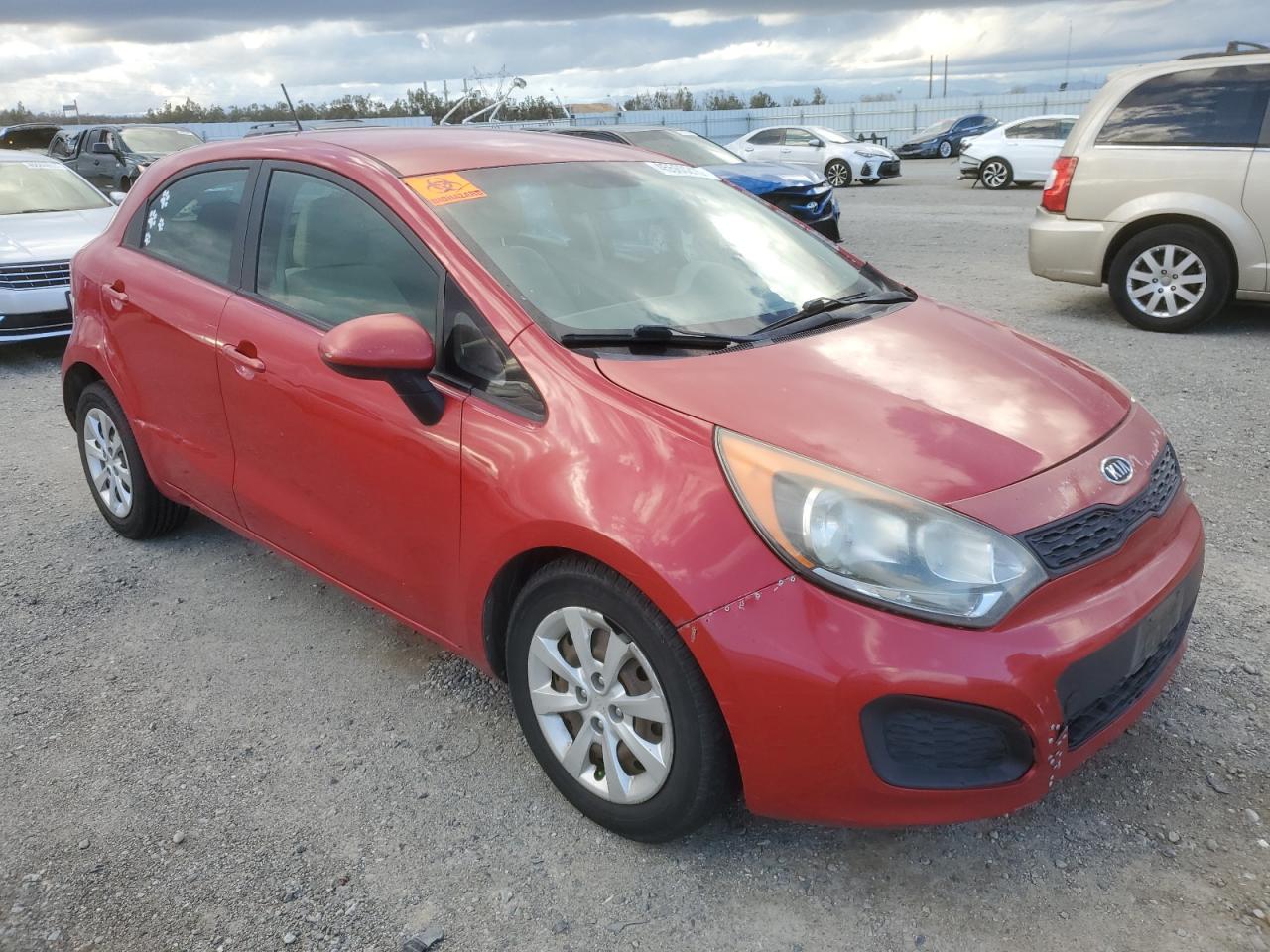 2012 KIA Rio VIN KNADM5A39C6013680 Copart auction photo, front end / side damage thumbnail 4
