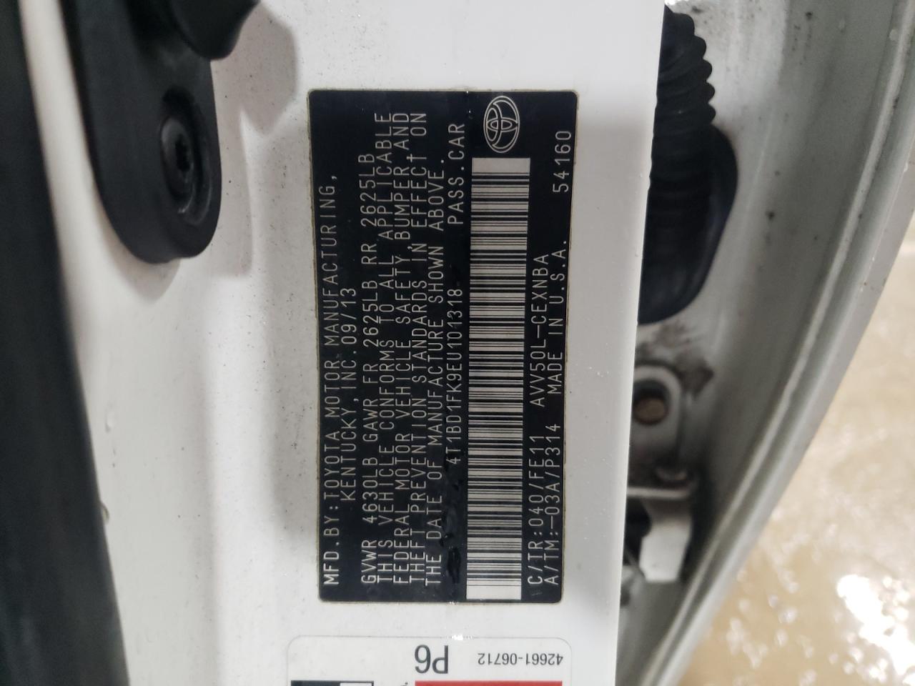 2014 Toyota Camry VIN 4T1BD1FK9EU101318 Copart auction photo, front end damage thumbnail 12